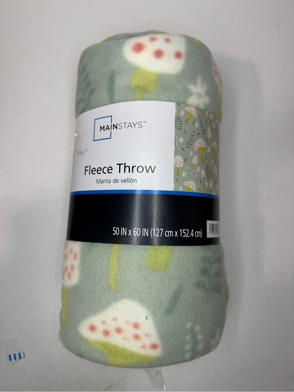 Mainstays Green Fleece Throw Blanket with Mushroom Print